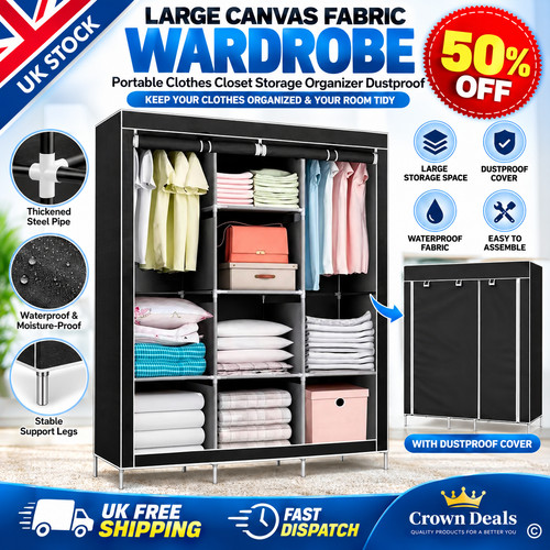 Large canvas fabric wardrobe - fabric,