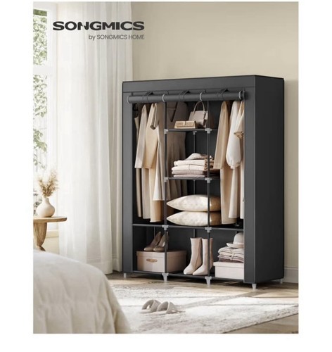 Songmics grey canvas wardrobe - canvas,
