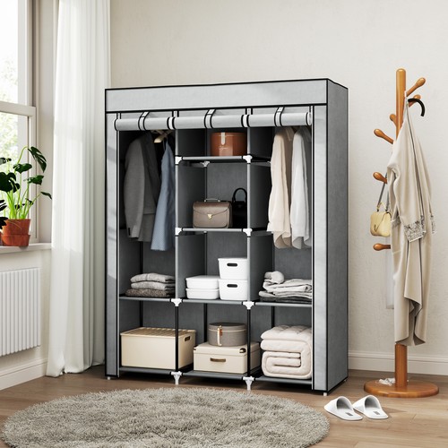 Fabric wardrobe with rails - fabric, wardrobe,