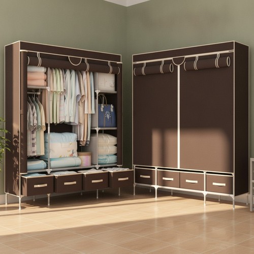 Canvas wardrobe with drawers - canvas,