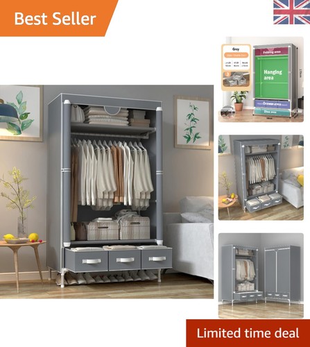 Portable canvas wardrobe grey - wardrobe,