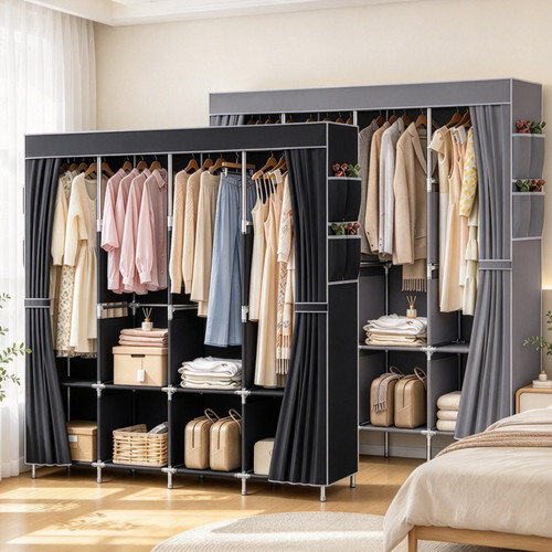 Large fabric canvas wardrobe - fabric,
