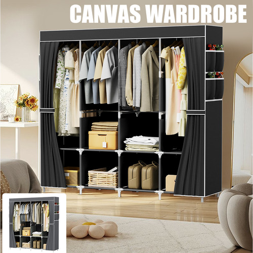 Large fabric canvas wardrobe - canvas,