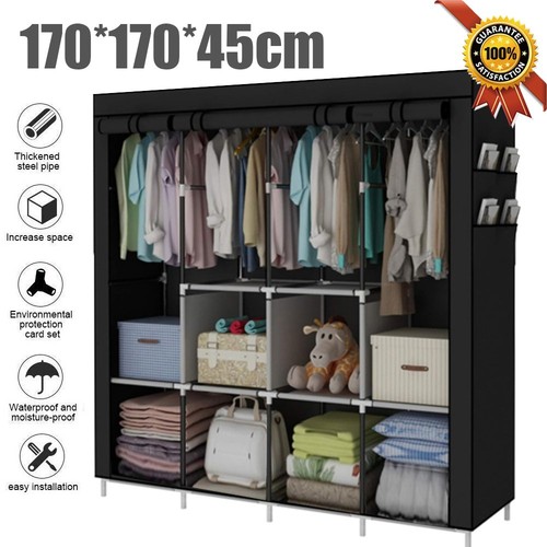 Large fabric canvas wardrobe - large,