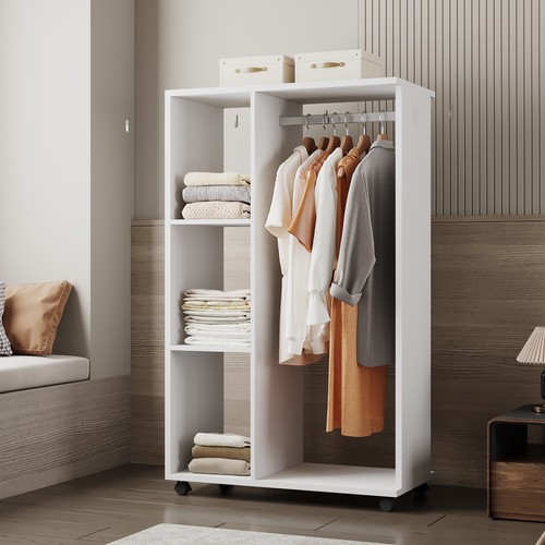 Open wardrobe storage shelves - open,