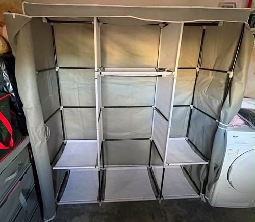 Grey portable canvaswardrobe - grey,