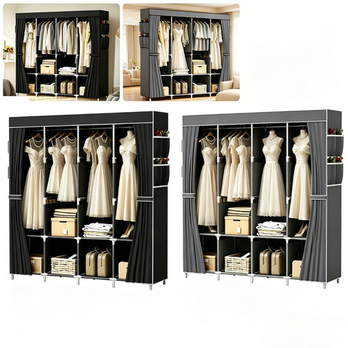 Large fabric canvas wardrobe - canvas,