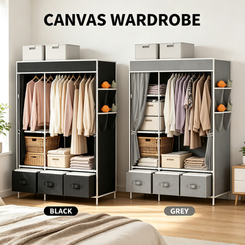 Fabric canvas wardrobe with - canvas,