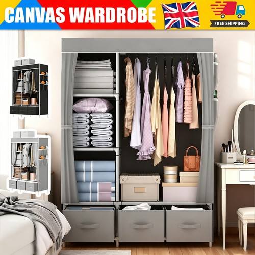 Large fabric canvas wardrobe - canvas,