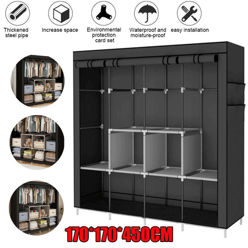 Large fabric canvas wardrobe - canvas,