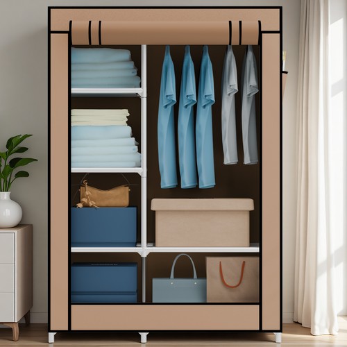 Large fabric canvas wardrobe - canvas,