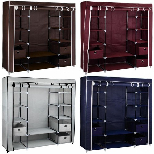 Large fabric canvas wardrobe - canvas,