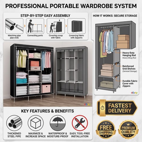 Portable clothes wardrobe - portable,