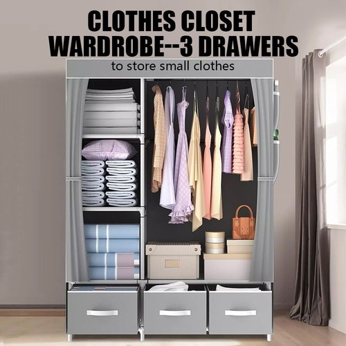 Large fabric canvas wardrobe - large,