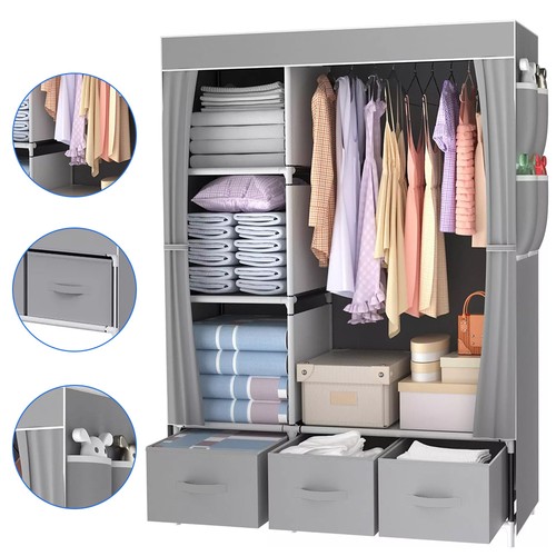 Large fabric canvas wardrobe - large,