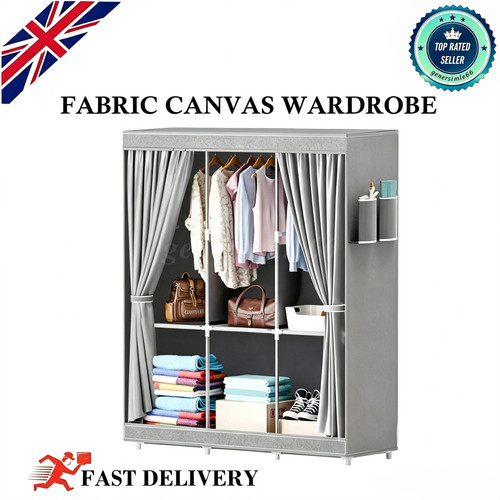Large fabric canvas wardrobe - canvas,