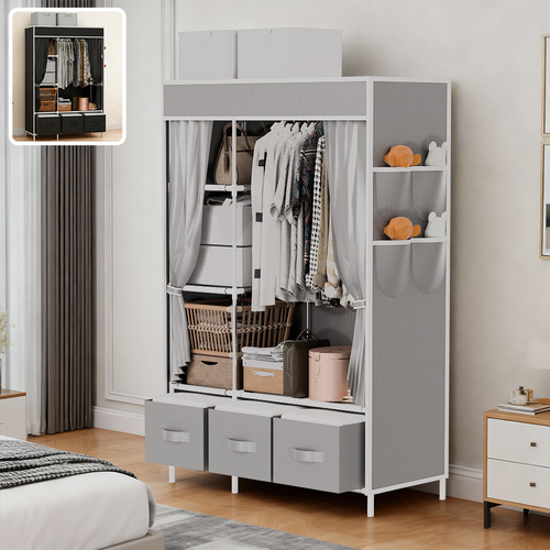 Large fabric canvas wardrobe - large,