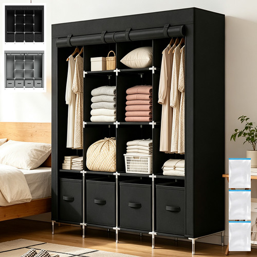Large canvas fabric wardrobe - fabric,
