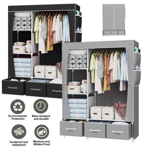 Large fabric canvas wardrobe - large,