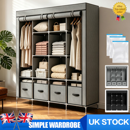 Large fabric canvas wardrobe - large,