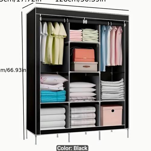 Black canvas fabric wardrobe - canvas,