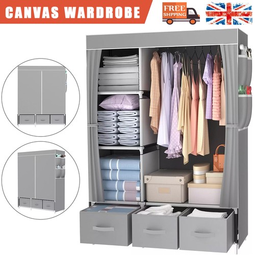 Large fabric canvas wardrobe - large,
