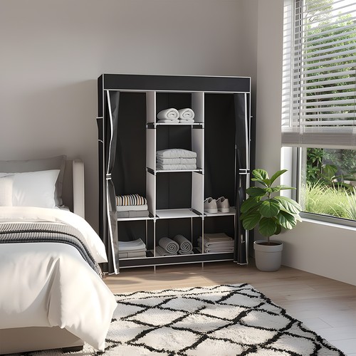 Large fabric canvas wardrobe - large,