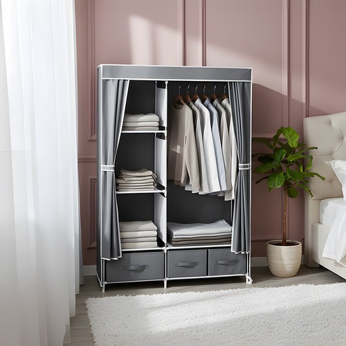 Large fabric canvas wardrobe - fabric,