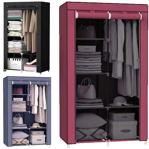 Large fabric canvas wardrobe - canvas,