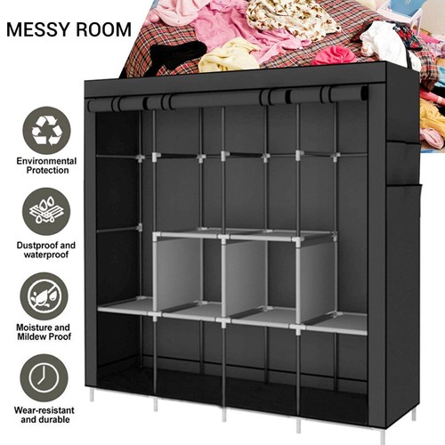 Large fabric canvas wardrobe - large,